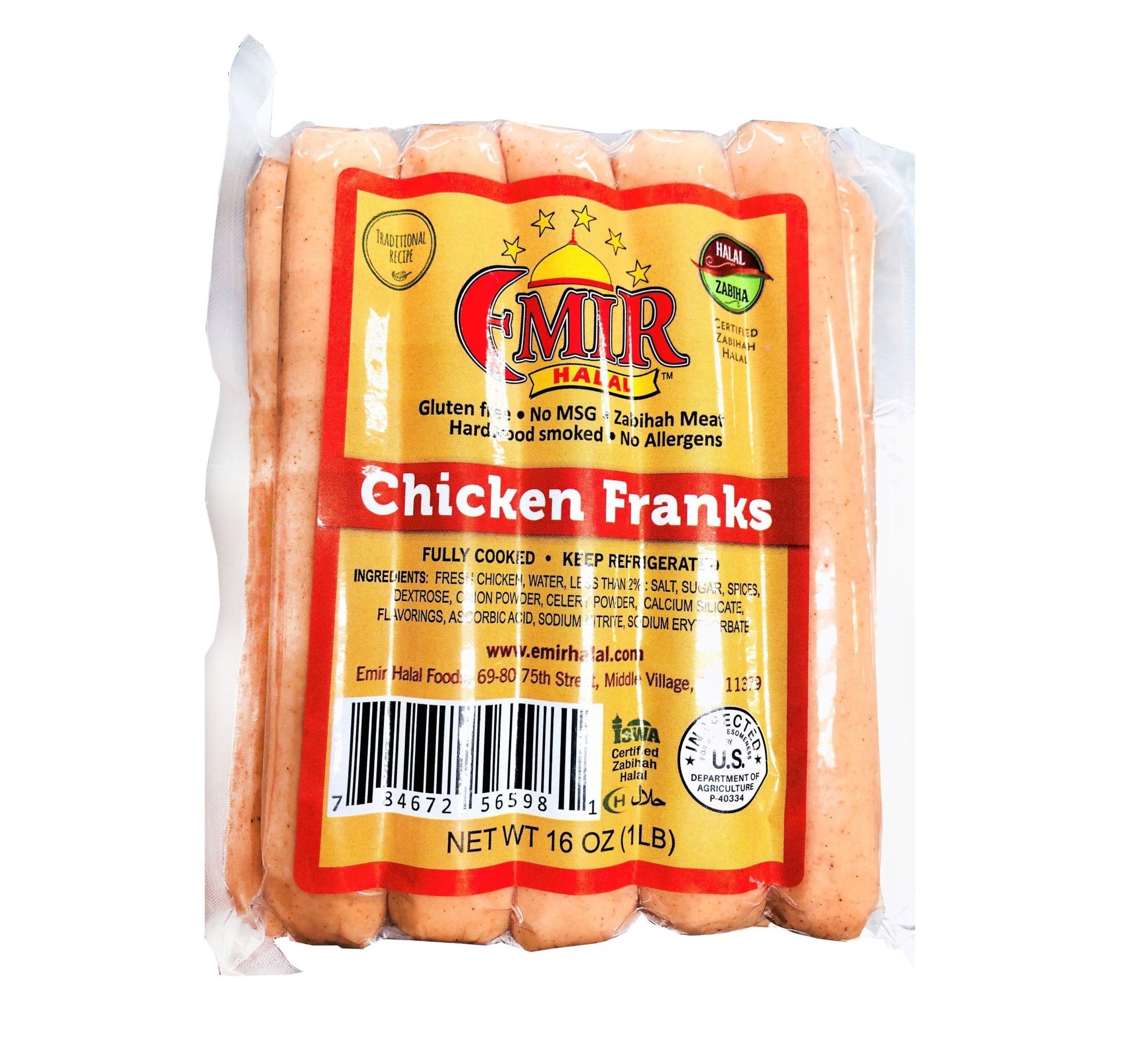 EMIR HALAL CHICKEN FRANKS 1 LBS