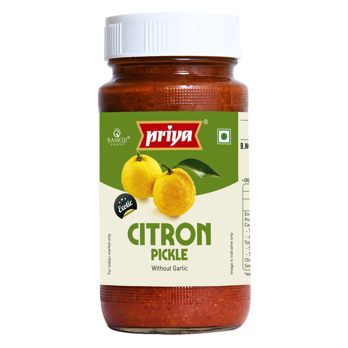 PRIYA CITRON PICKEL WITHOUT GARLIC 300 GM