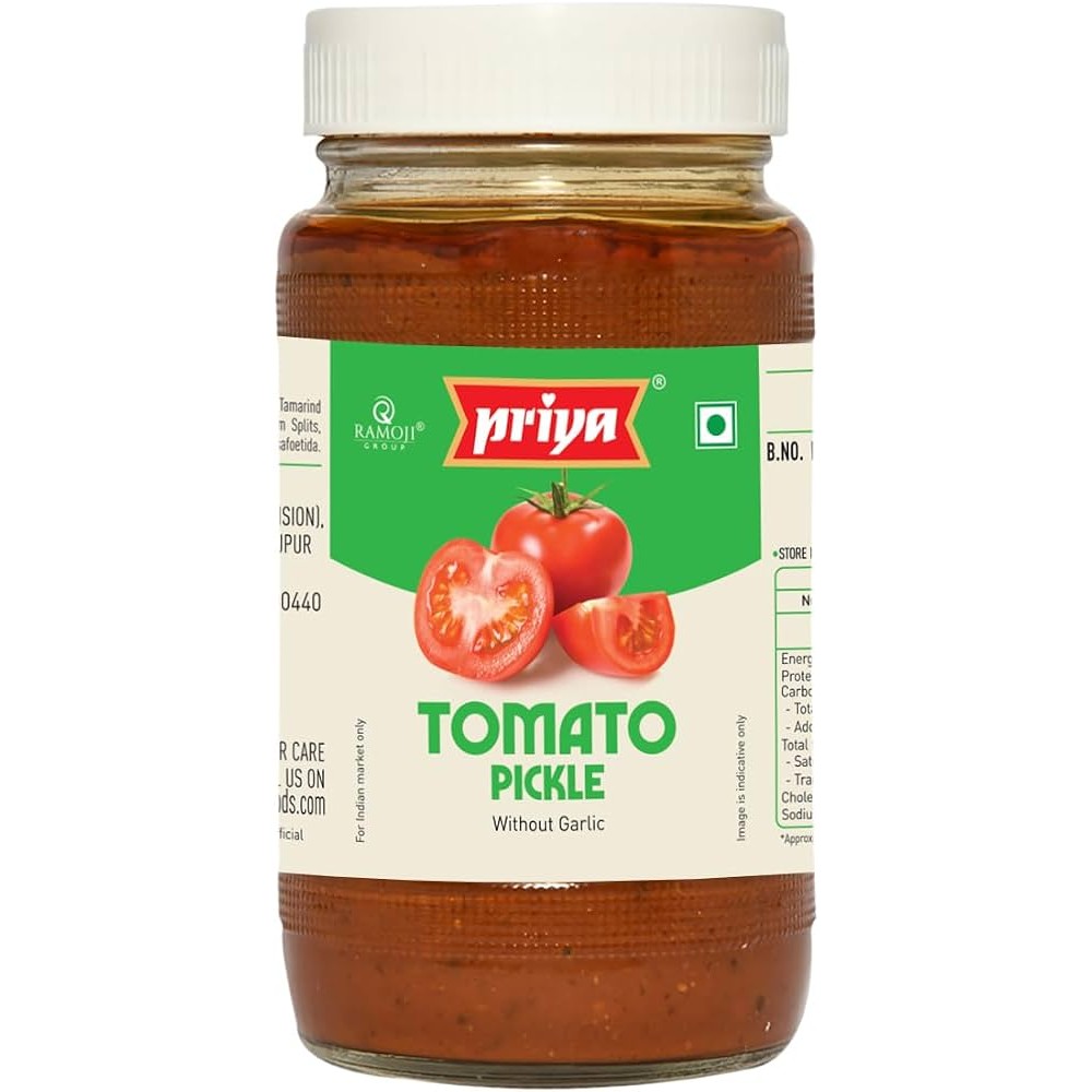 PRIYA TOMATO PICKLE WITHOUT GARLIC 500 GM