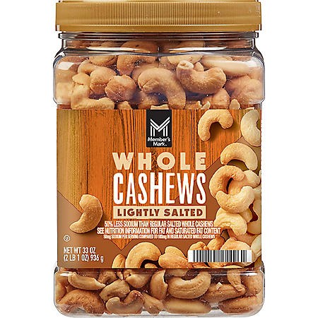 Members Mark Whole Cashews Lighty Salted 2 LBS