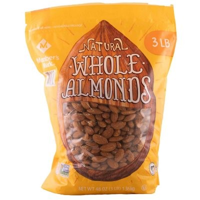 Member Mark Natural Whole Almonds 3 LBS