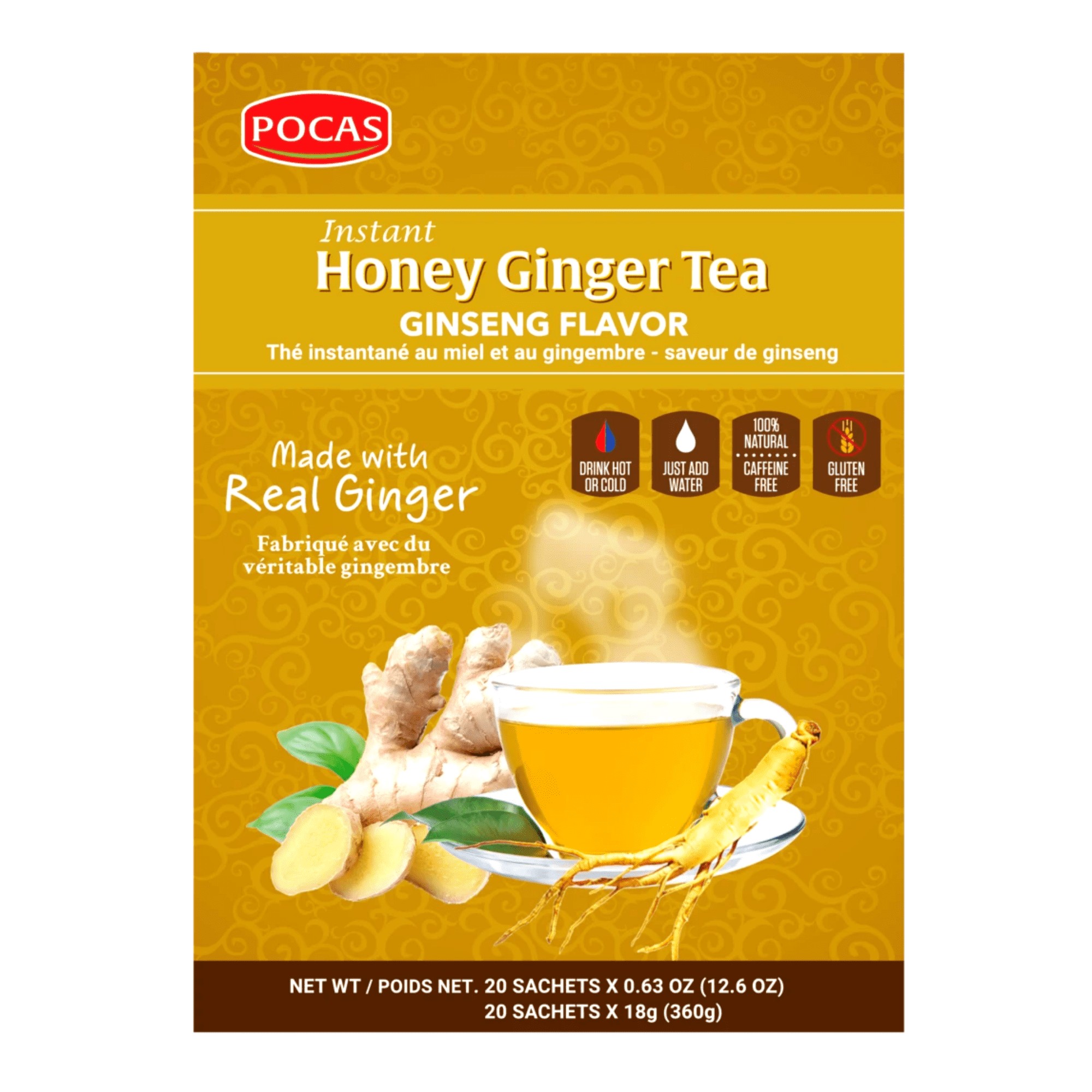 POCAS HONEY GINGER TEA GINSENG FLV. 20 TB 360 GM