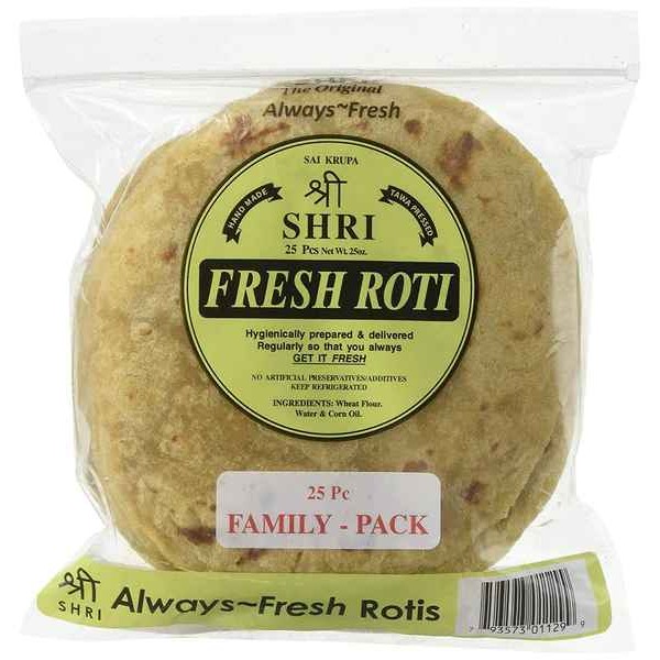SHRI WHOLE WHEAT SMALL ROTI 25 PCS