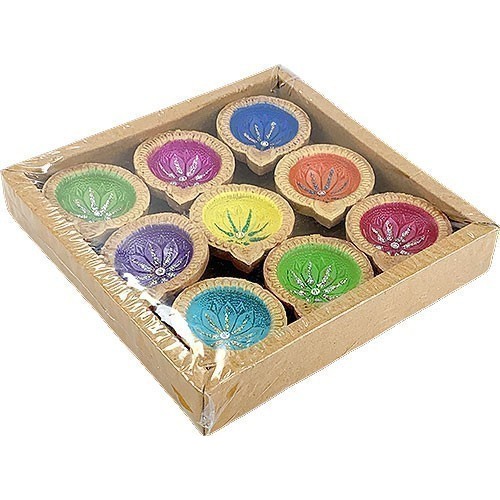 9 Pack Multicolored Diya Without Wax 0.8 LBS