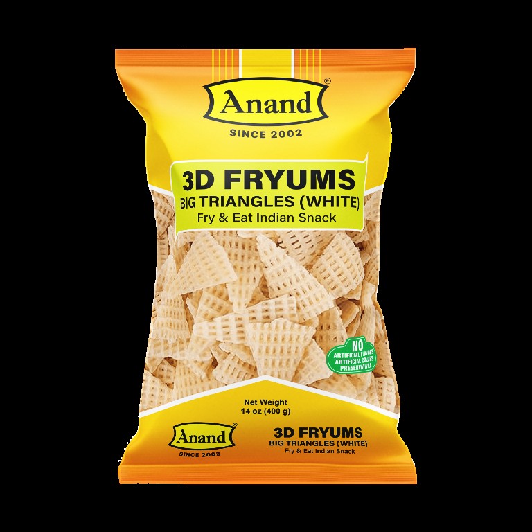 Anand 3D Fryums   Triangle Big White 400 GM