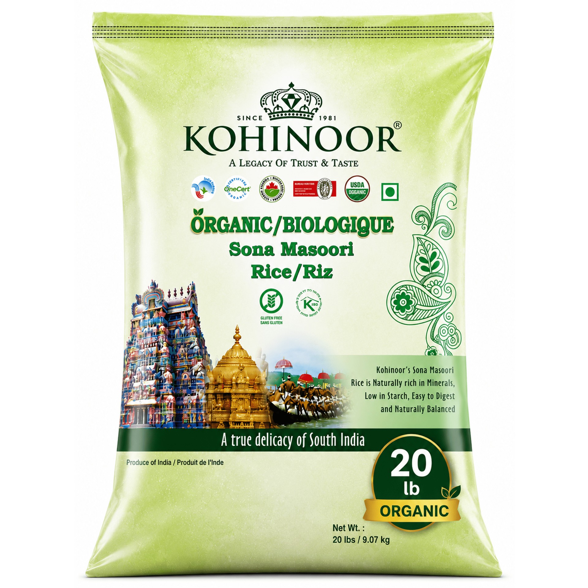 SONA MASOORI (EXTRA PREMIUM) KOHINOOR 20 LBS
