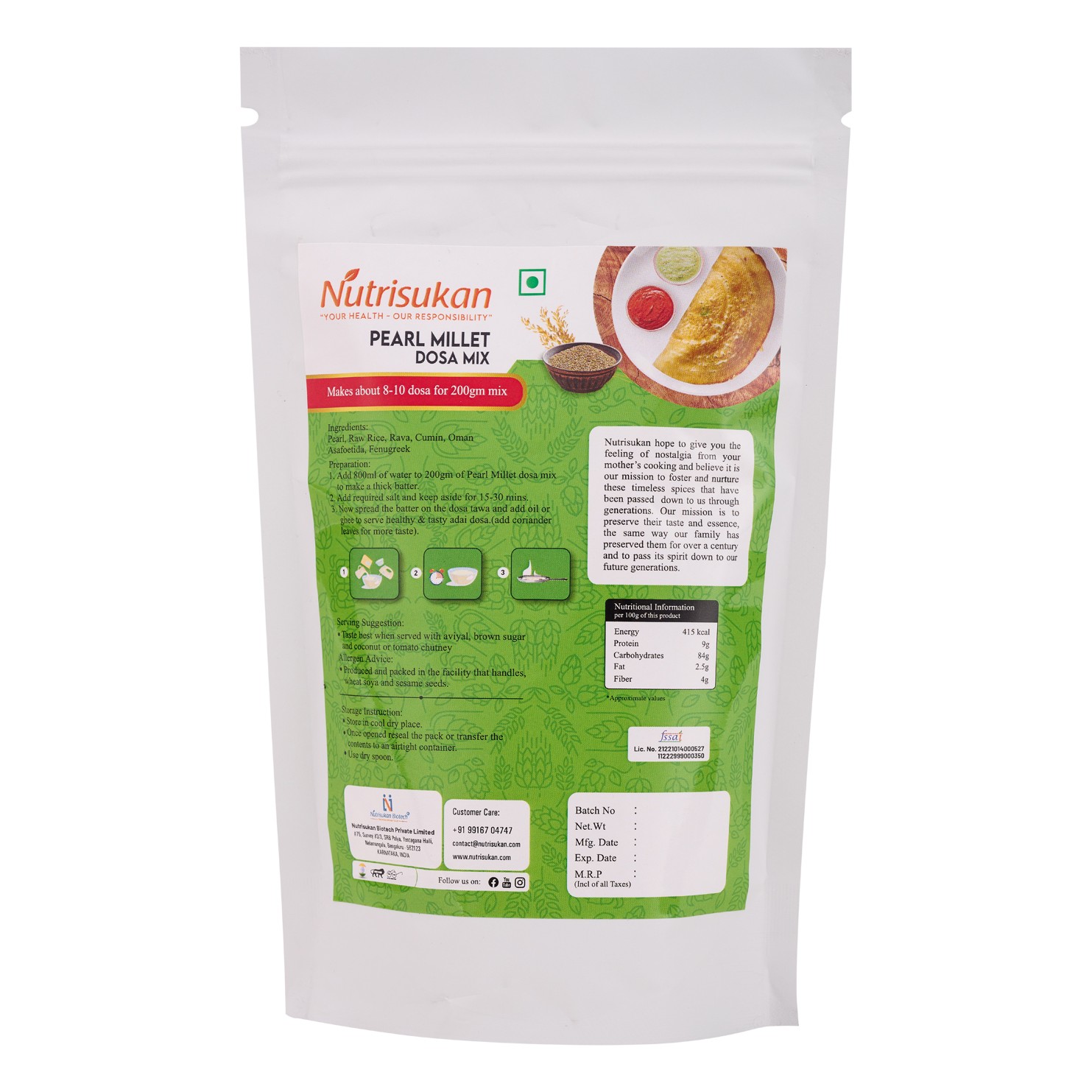 CHETTINAD PEARL MILLET DOSA MIX 500 GM