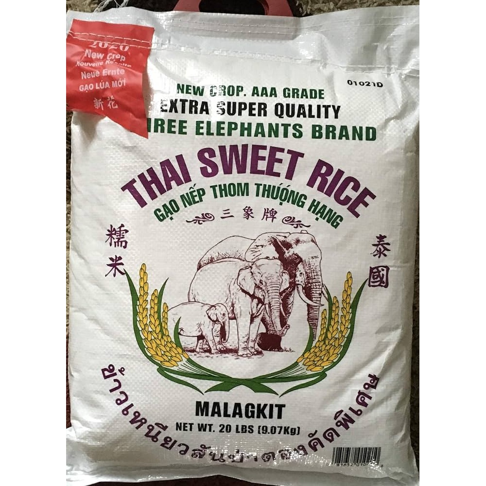 Three Elephants Thai Sweet Rice 20 LBS