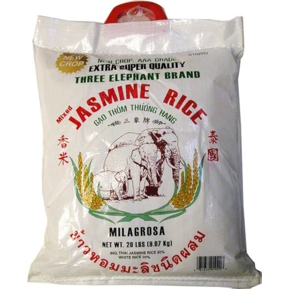 Three Elephants Thai Jasmine Rice 20 LBS