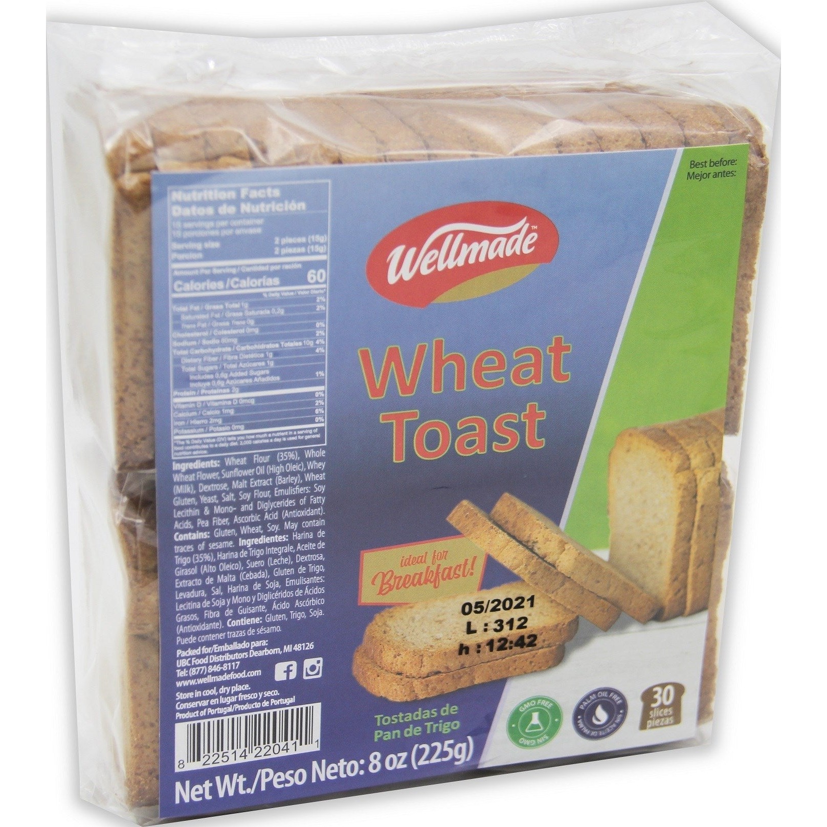 WELLMADE WHOLE WHEAT TOAST 8 OZ