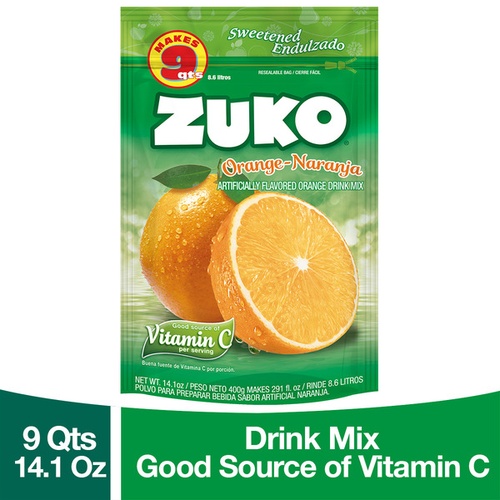 ZUKO DRINK MIX ORANGE                    14.1 OZ