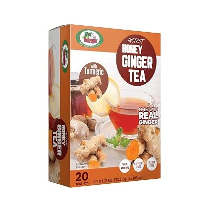 Natural Pure Foods Instant Honey Ginger Tea Turmeric Flavor 12.7 OZ