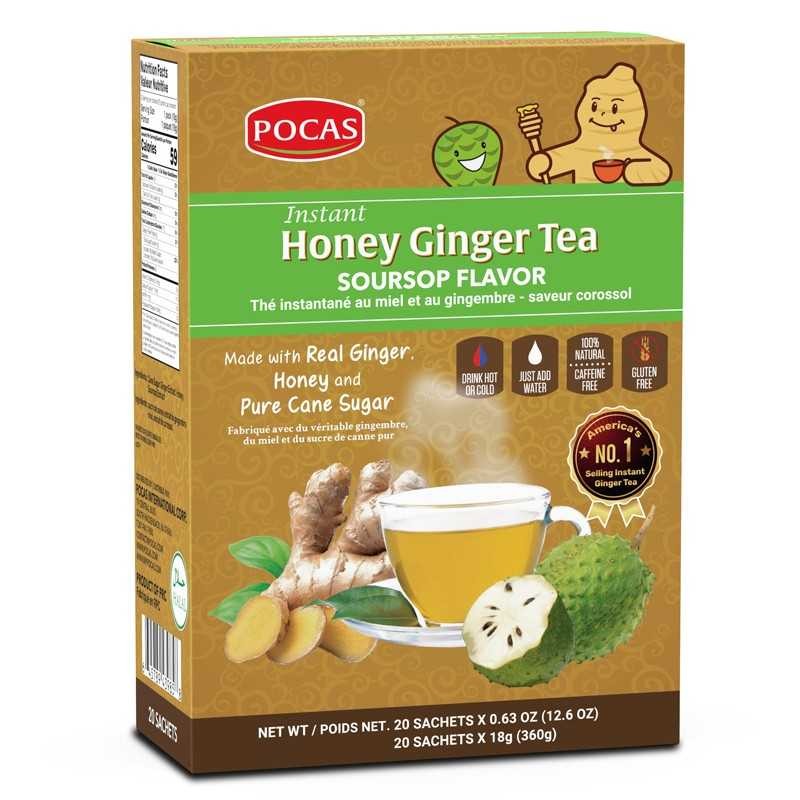 Natural Pure Foods Instant Honey Ginger Tea Soursop Flavor 12.7 OZ