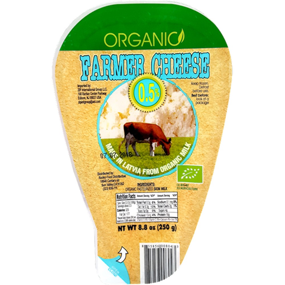 ZIP FARMER ORGANIC CHEESE 0.5% LATVIA 8.8 OZ