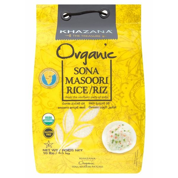 ORGANIC SONA MASOORI RICE 10 LBS