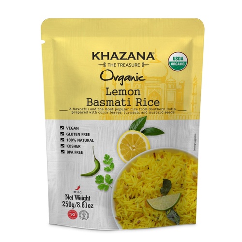 KHAZANA ORGANIC RTE BASMATI RICE LEMON 8.8 OZ