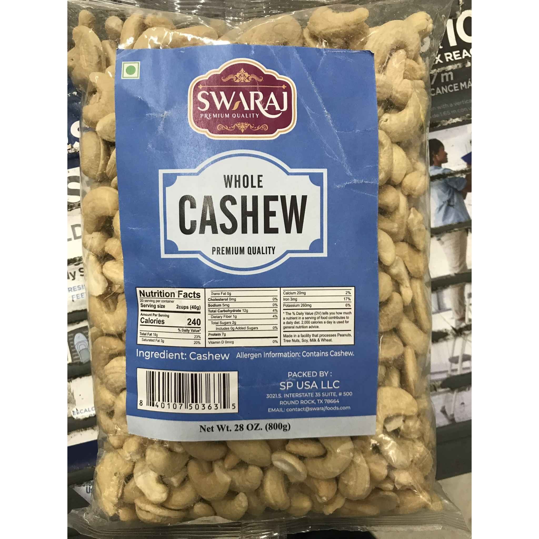 SWARAJ CASHEW WHOLE 28 OZ