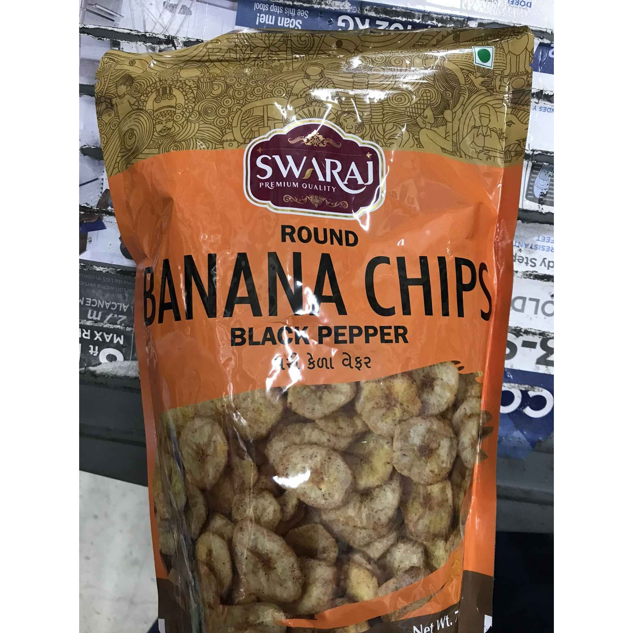 SWARAJ BANANA CHIPS ROUND BLACK PEPPER 5.29 OZ
