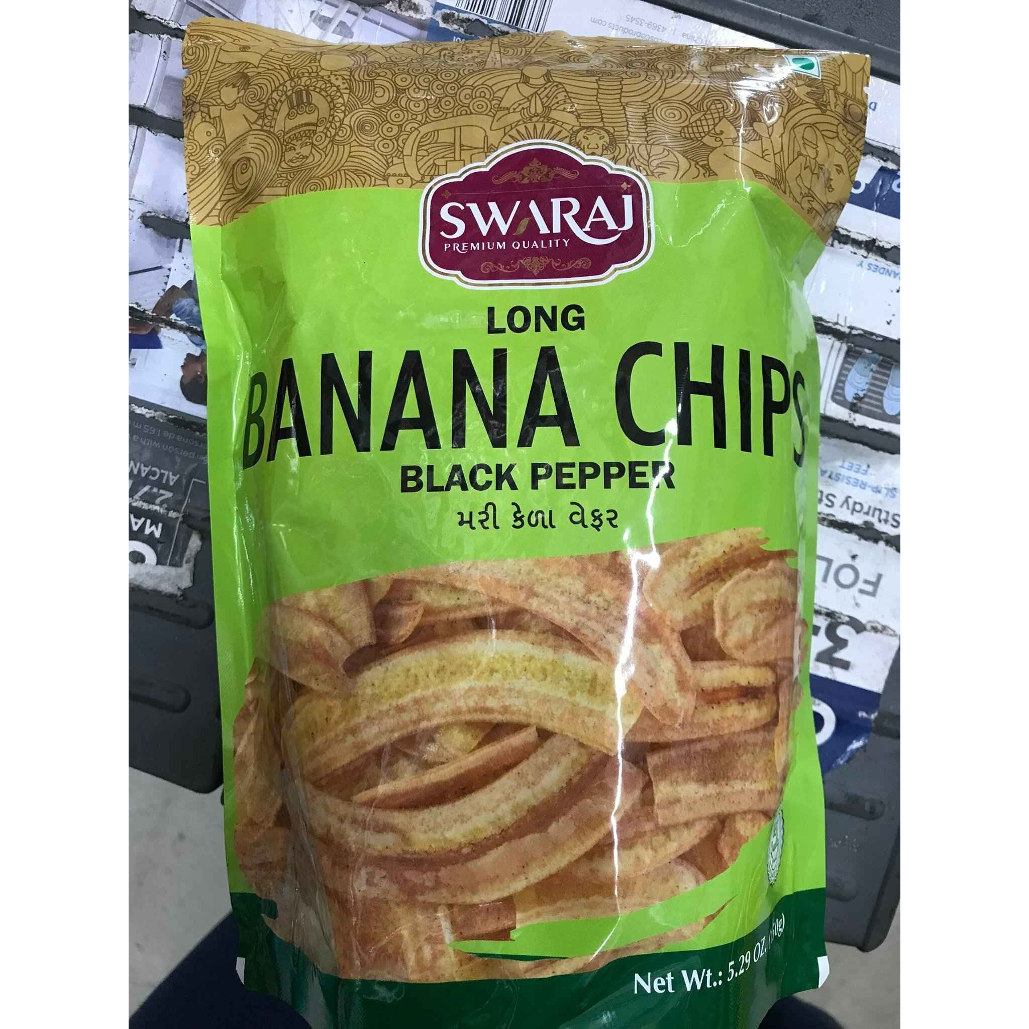 SWARAJ BANANA CHIPS BLACK PEPPER LONG 5.29 OZ