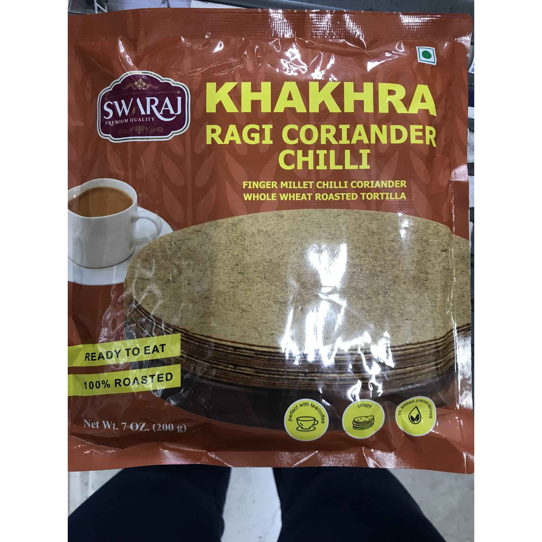 SWARAJ KHAKHARA RAGI CORIANDER CHILLI 7 OZ