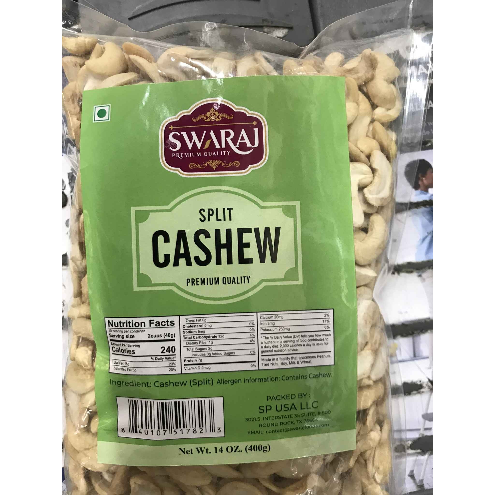 SWARAJ SPLIT CASHEW 14 OZ