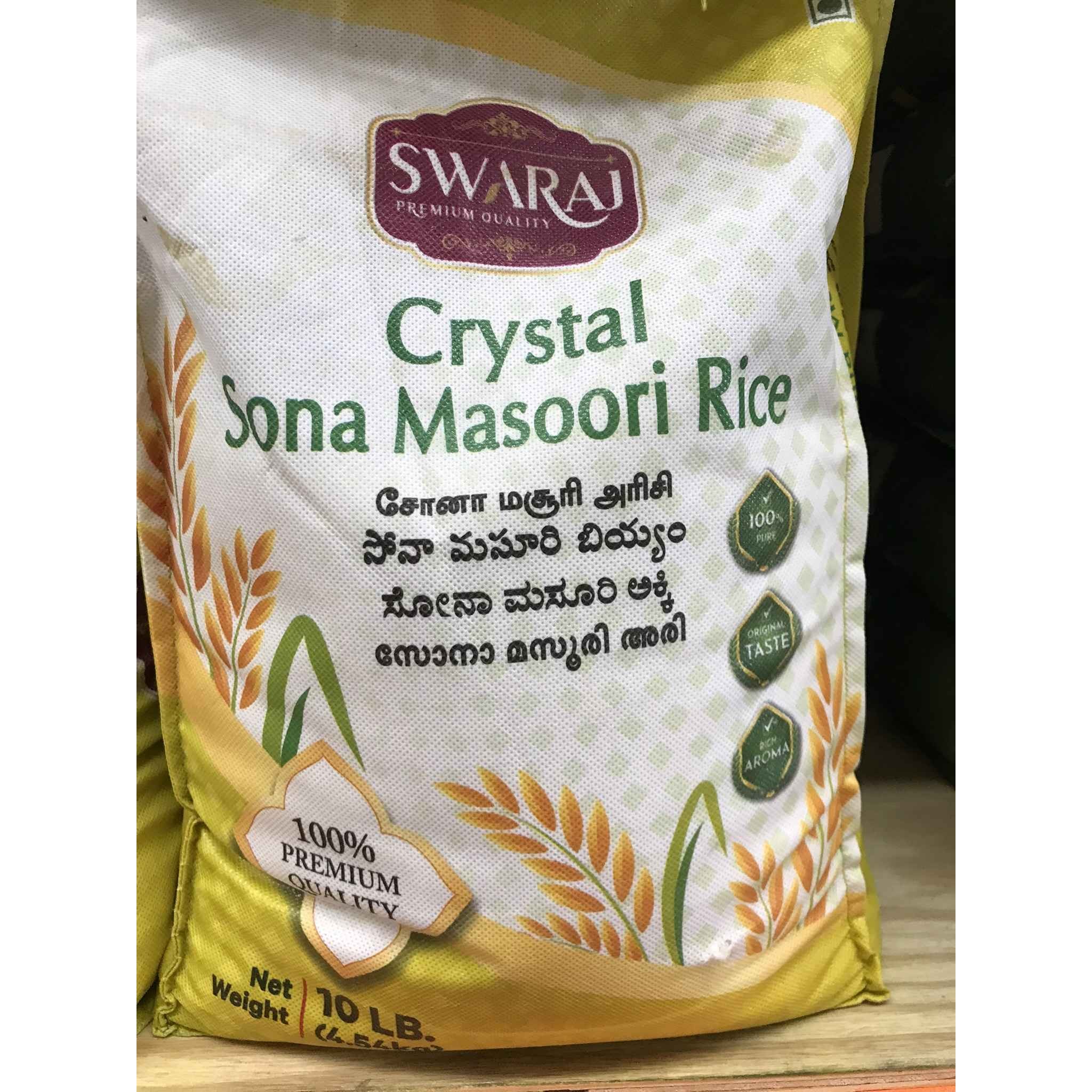 SWARAJ CRYSTAL SONA MASOORI 10 LBS