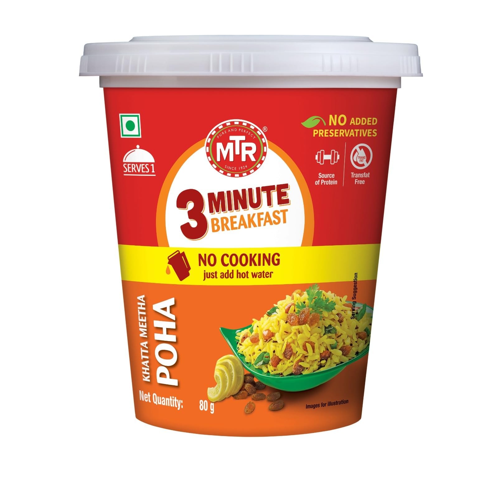 MTR 3 Minute Breakfast Cup Khatta Meetha Poha 2.82 OZ