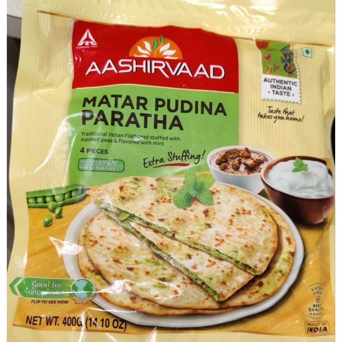 AASHIRVAAD MATAR PUDINA PARATHA 400 GM