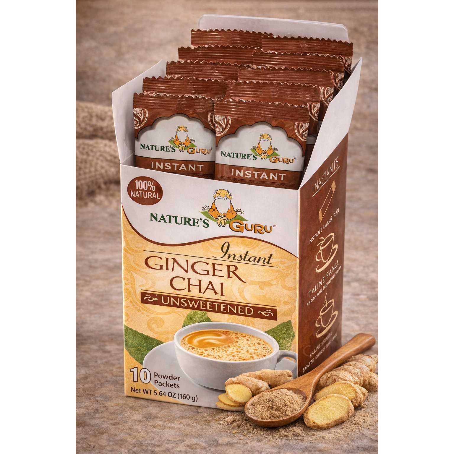 Natures Guru Unsweet Ginger Chai 160 GM