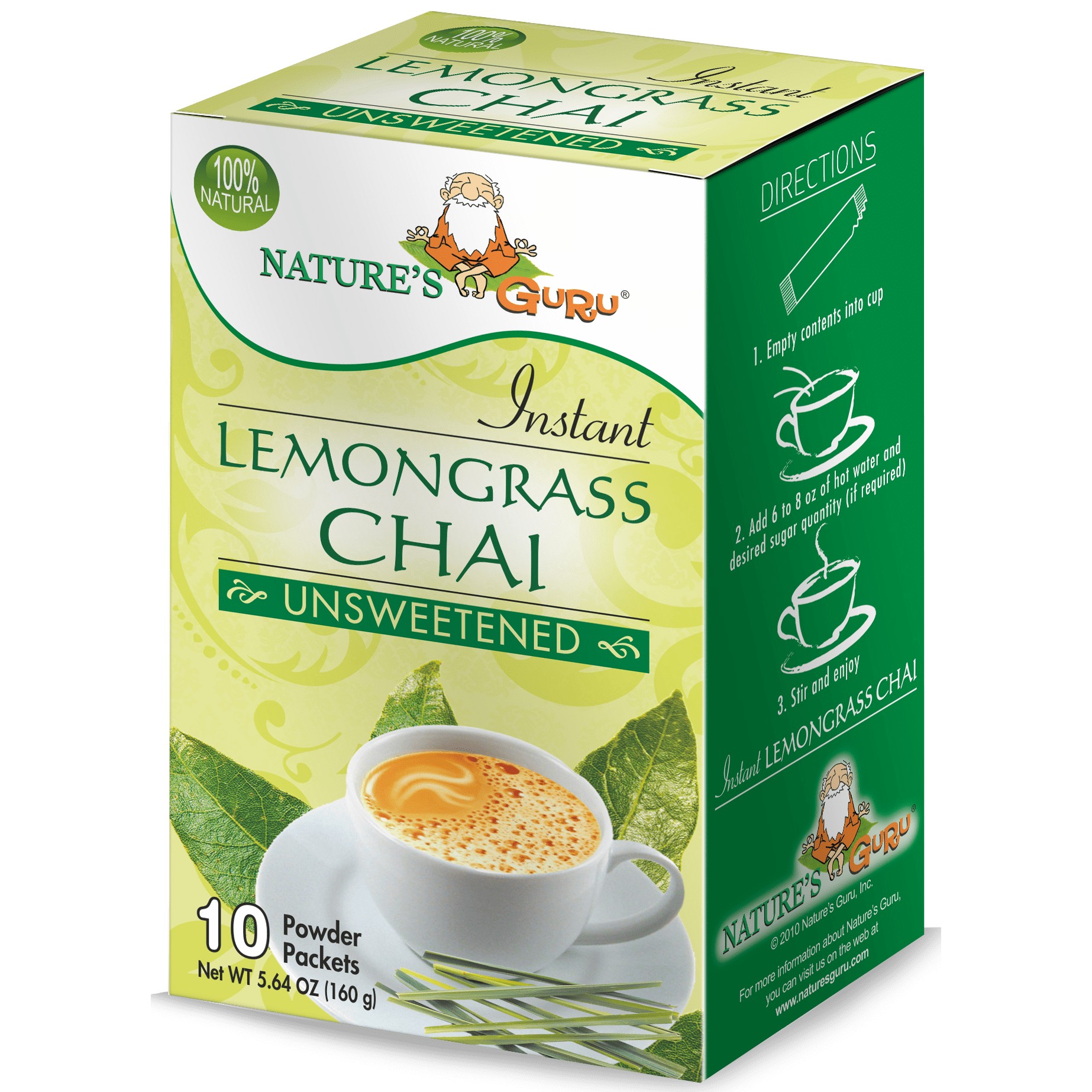 Natures Guru Unsweet Lemongrass Chai 160 GM
