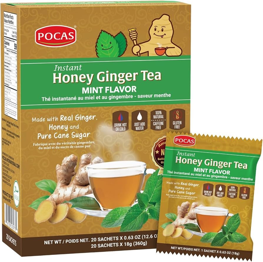 Poca's Honey Ginger Tea  Matcha Flavour  18 BAG