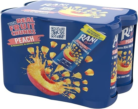 Rani Float Peach 6 Cans In A Pack 8 Floz Each Can 1 CASE