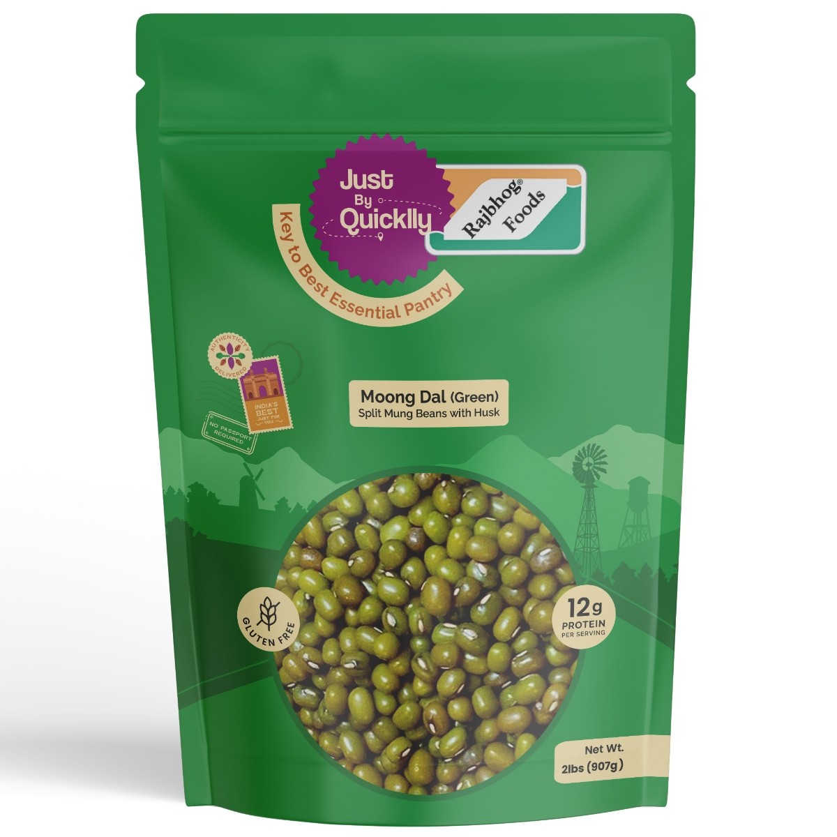 Just By Quicklly Moong Dal Green 2 LBS