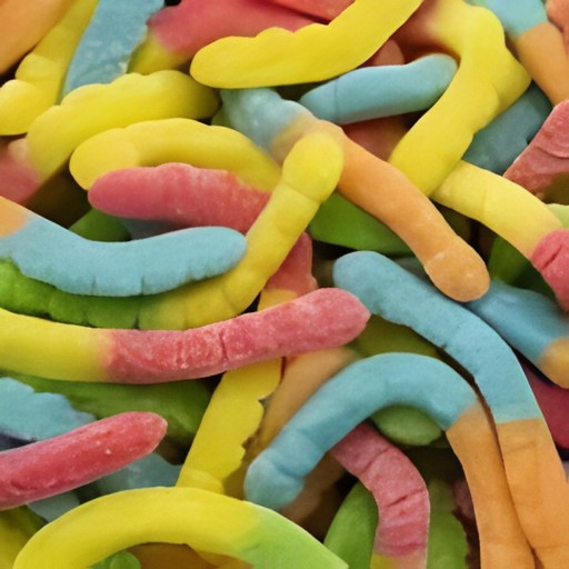 CANDYLICIOUS NEON GUMMY WORMS 8 OZ