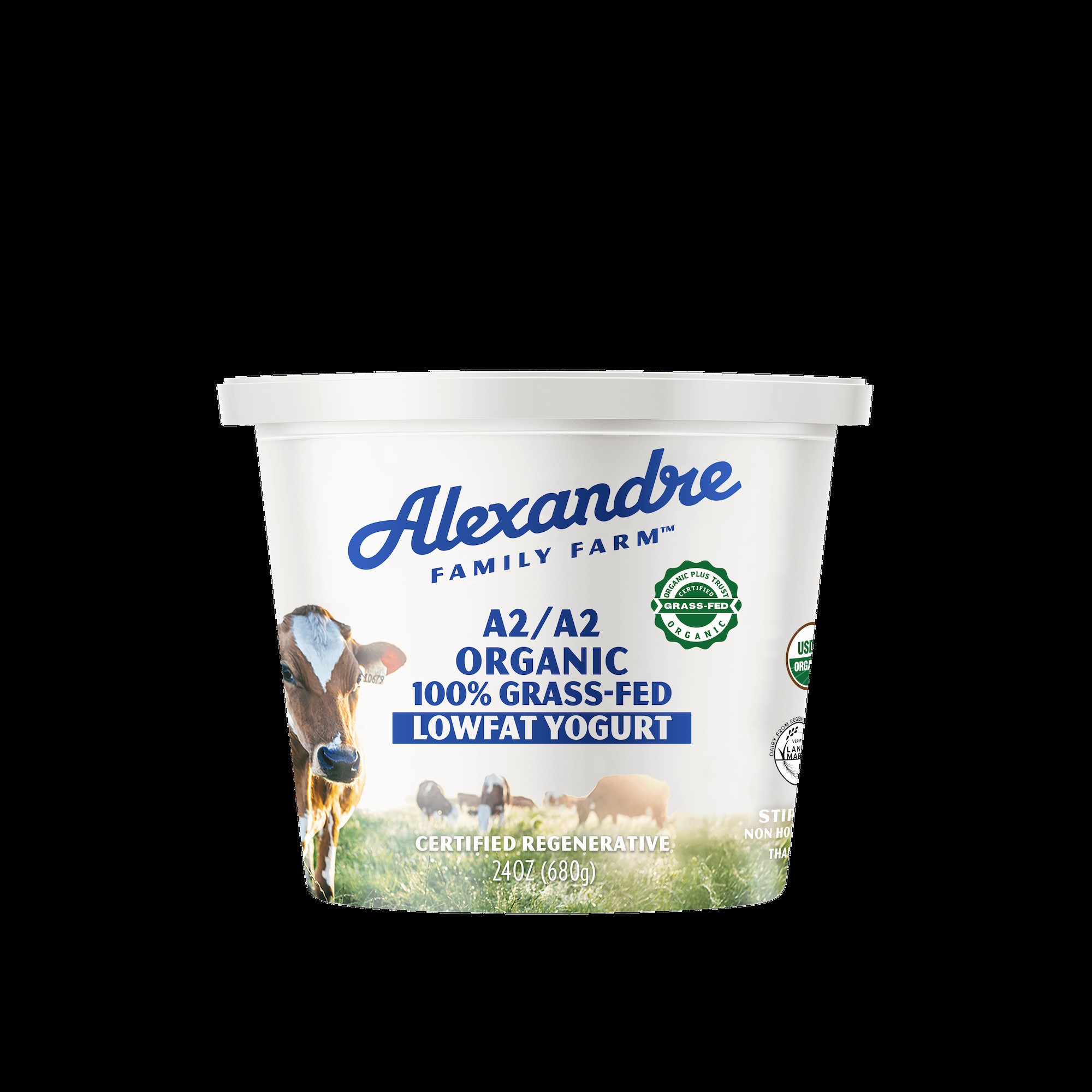 ALEXANDRE FAMILY FARM CERTIFIED REGENERATIVE Organic A2/A2 100% Grassfed Yogurt 24 OZ