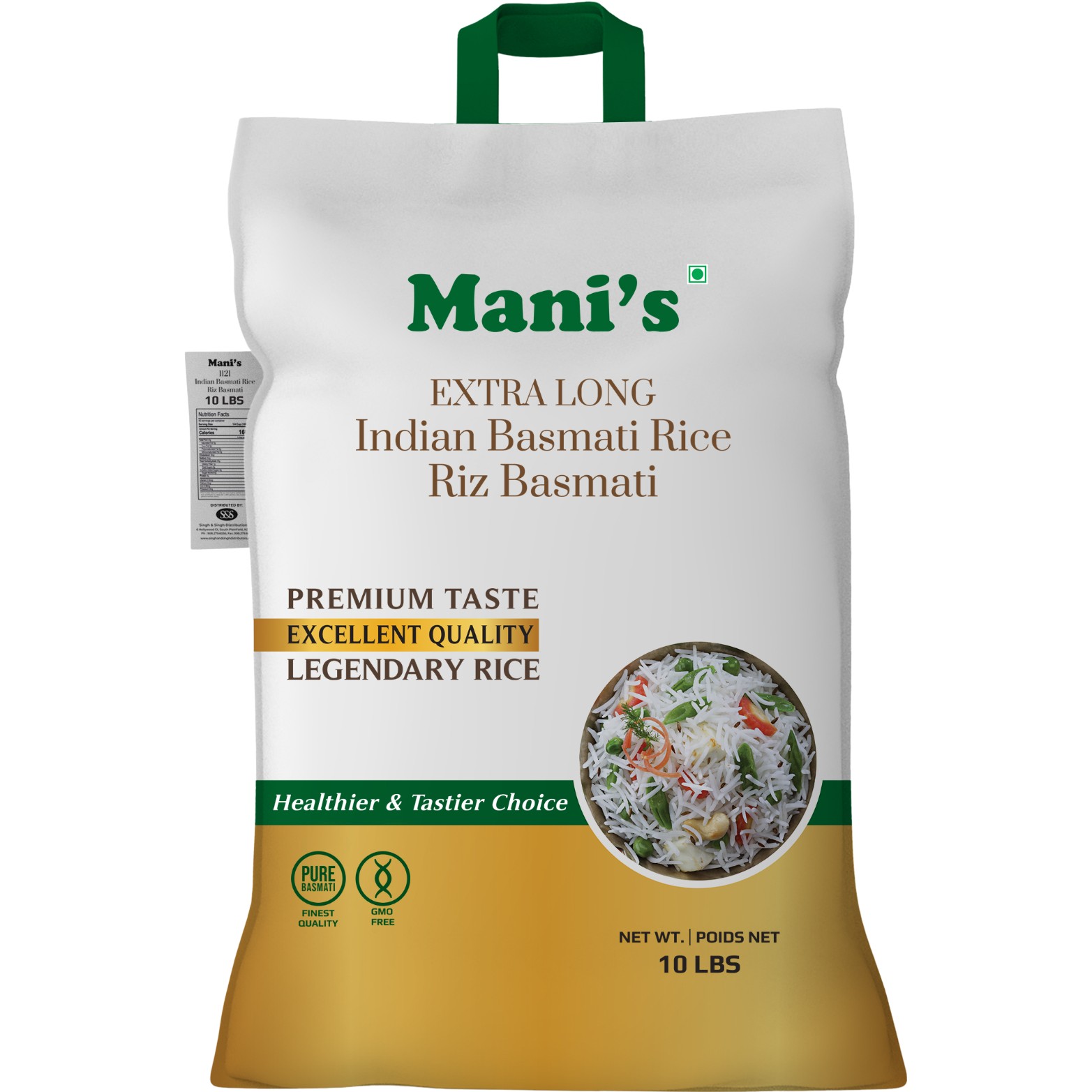 Mani's Extra Long Indian Basmati Rice Woven Bag 10 LBS