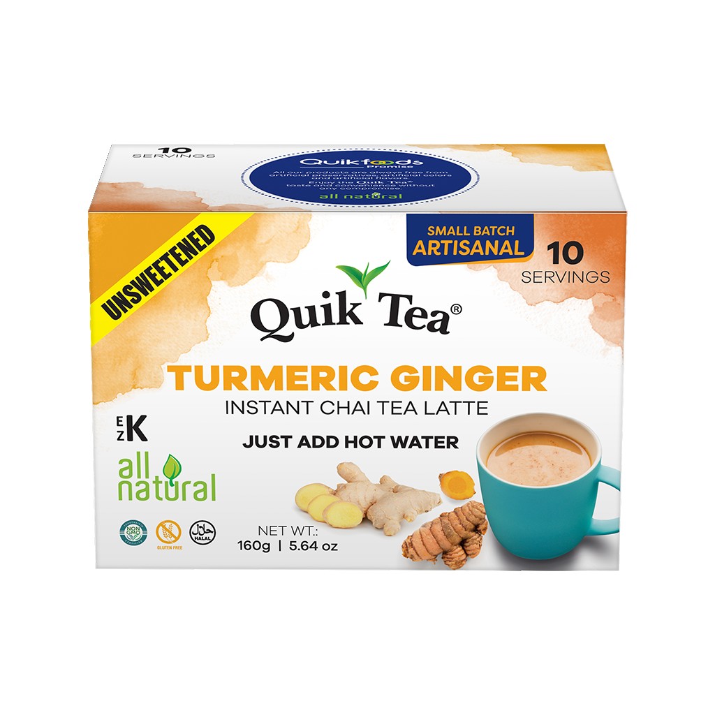 Quik Tea Unsweetened Turmeric Ginger Instant Chai Tea Latte   10 BAG