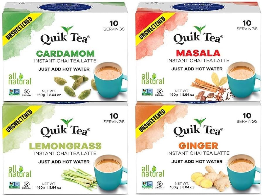 QuikTea 4 Flavors Unsweetened Variety Pack 40 OZ
