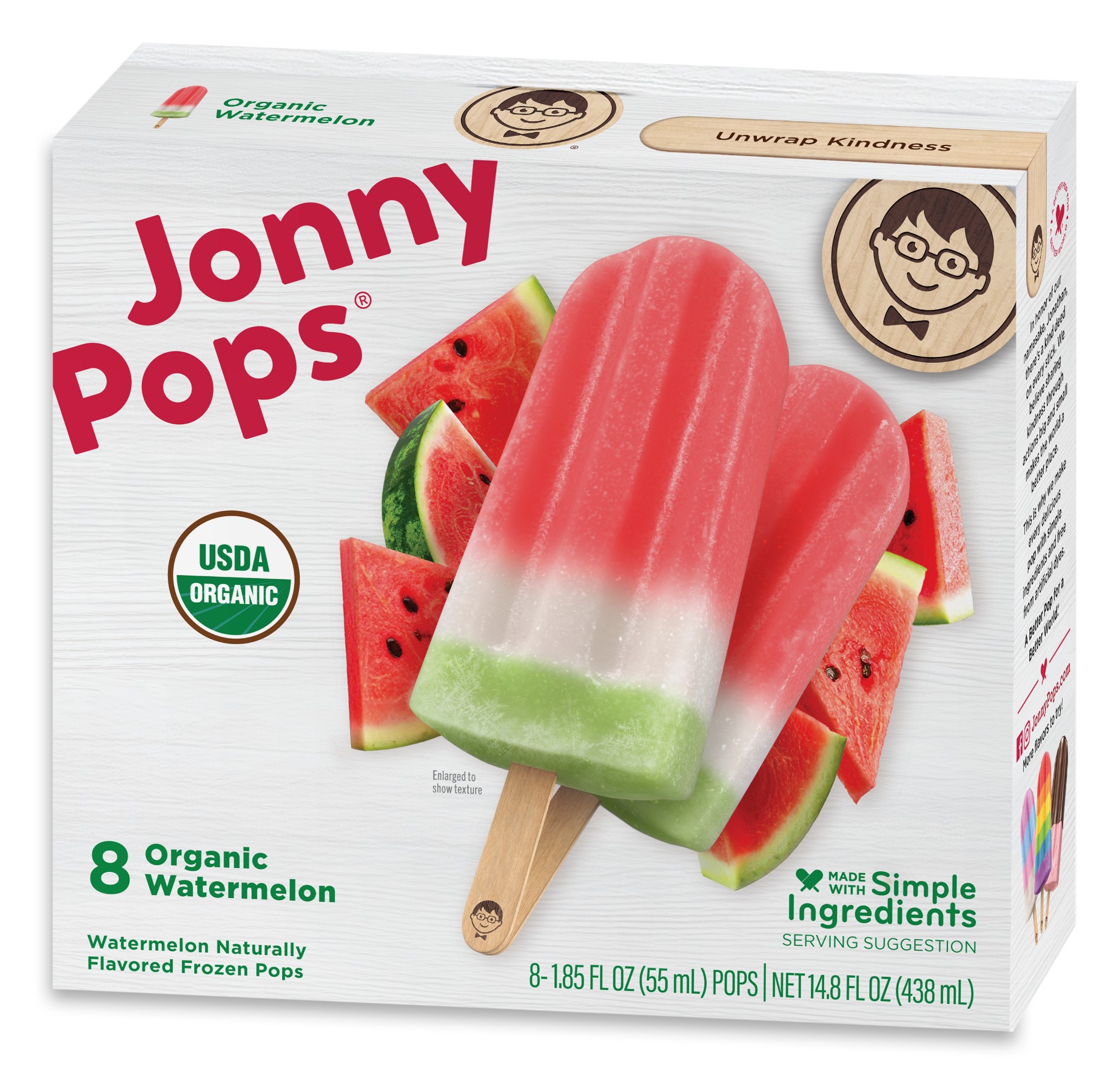 JONNY POPS ORGANIC 8 WATERMELON 14.8 OZ