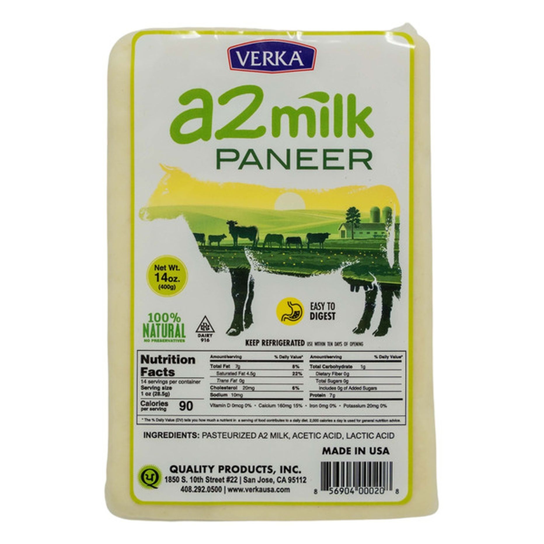 VERKA PANEER A2 MILK 14 OZ