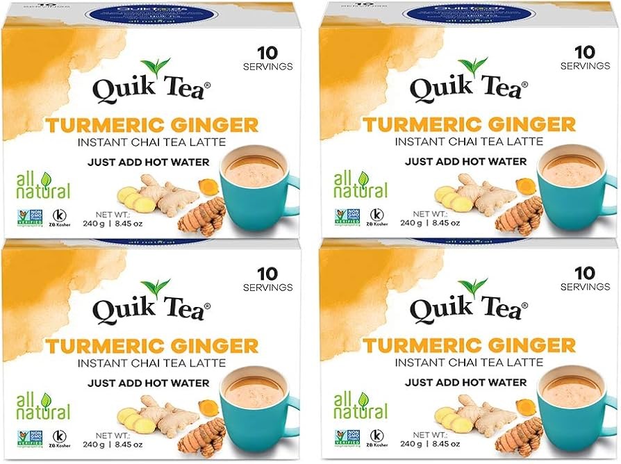 QuikTea Chai Tea Latte, Tumeric Ginger 4 PACK