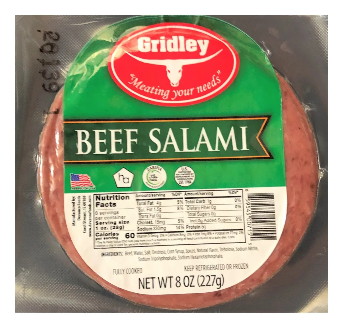 GRIDLEY BEEF SALAMI 8 OZ