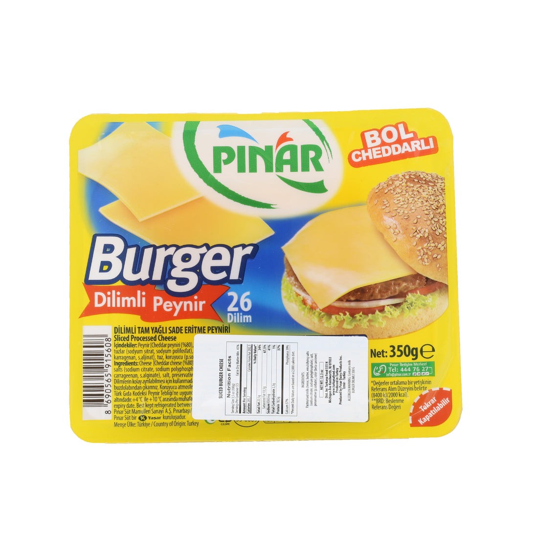 PINAR BURGER CHEESE SLICES YELLOW 350 GM