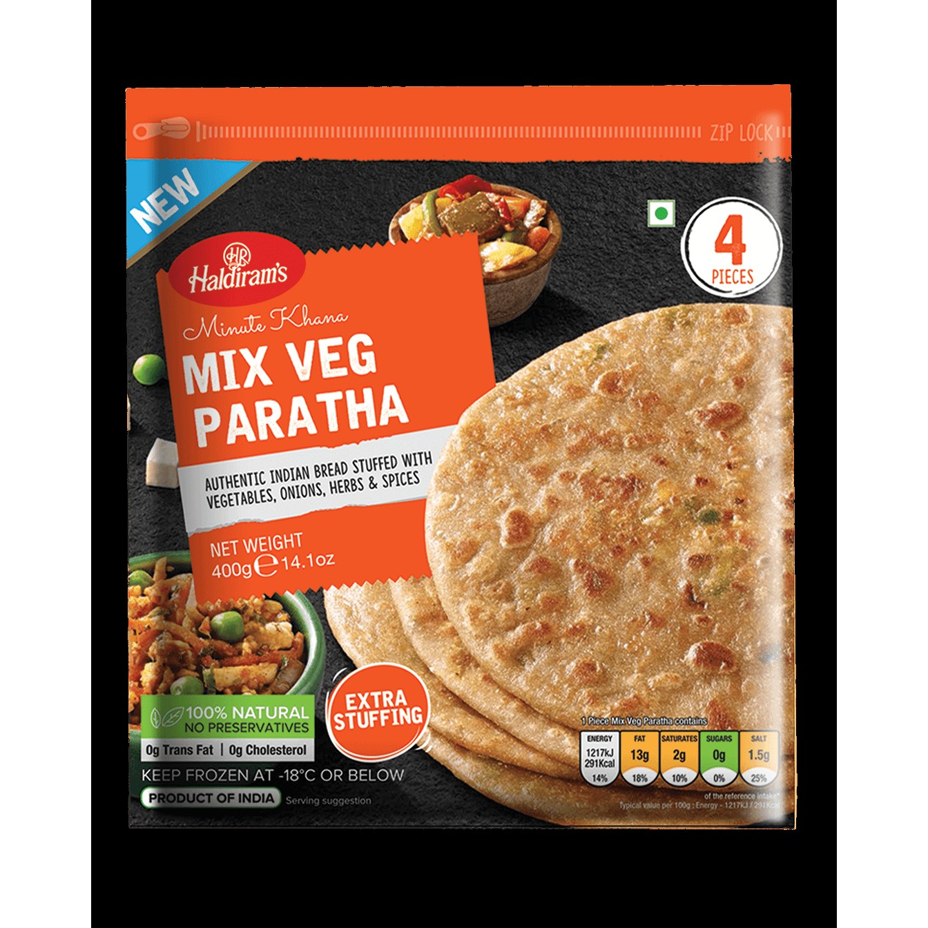 Haldirams Mix Veg Paratha 4 PCS