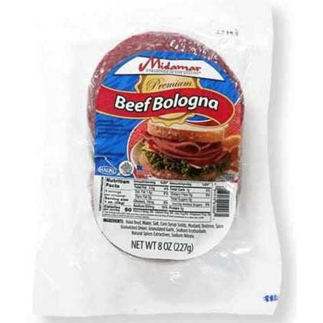 Midamar Beef Bologna Slice 8 OZ