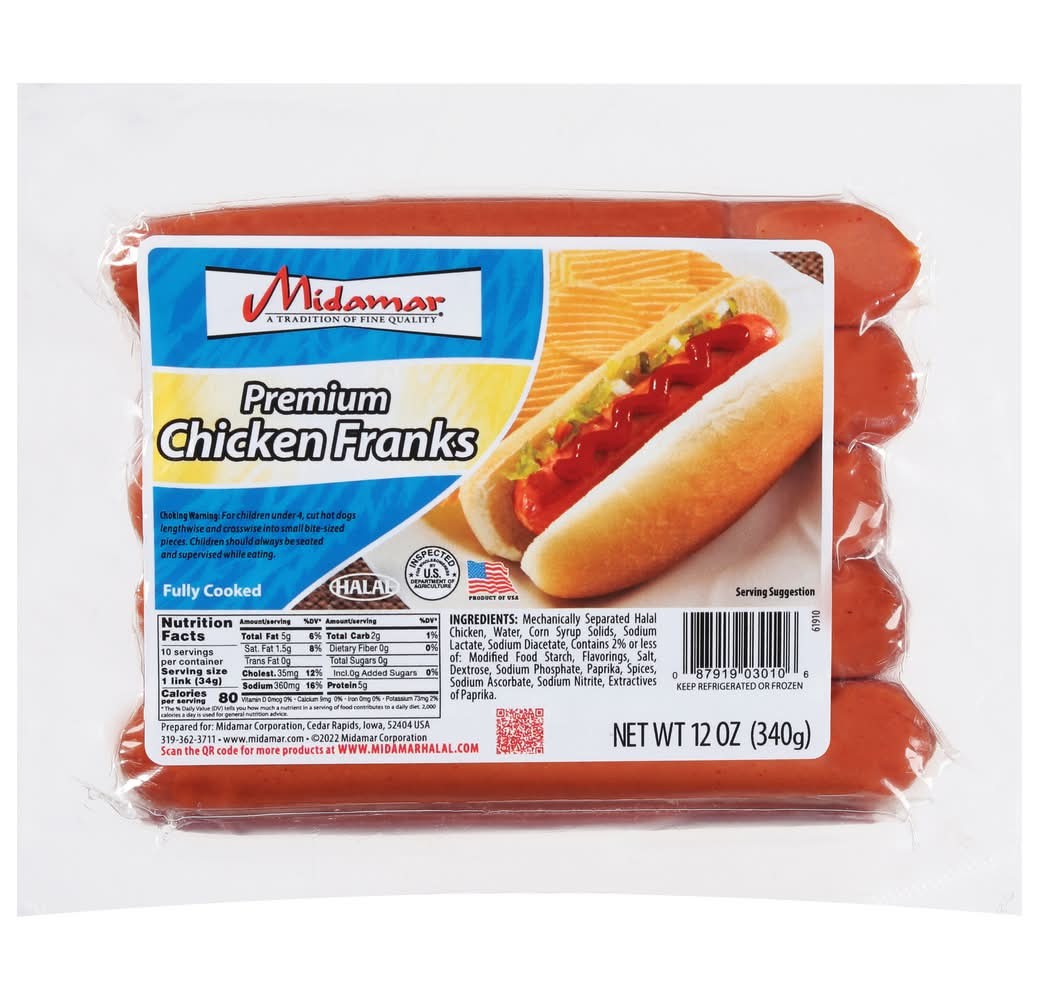 Midamar Premium Chicken Franks 12 OZ