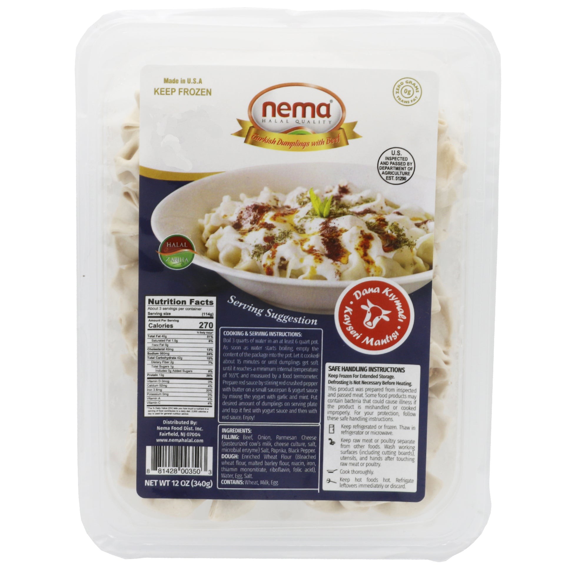 NEMA MANTI BEEF DUMPLING KAYSERI MANTI 12 OZ