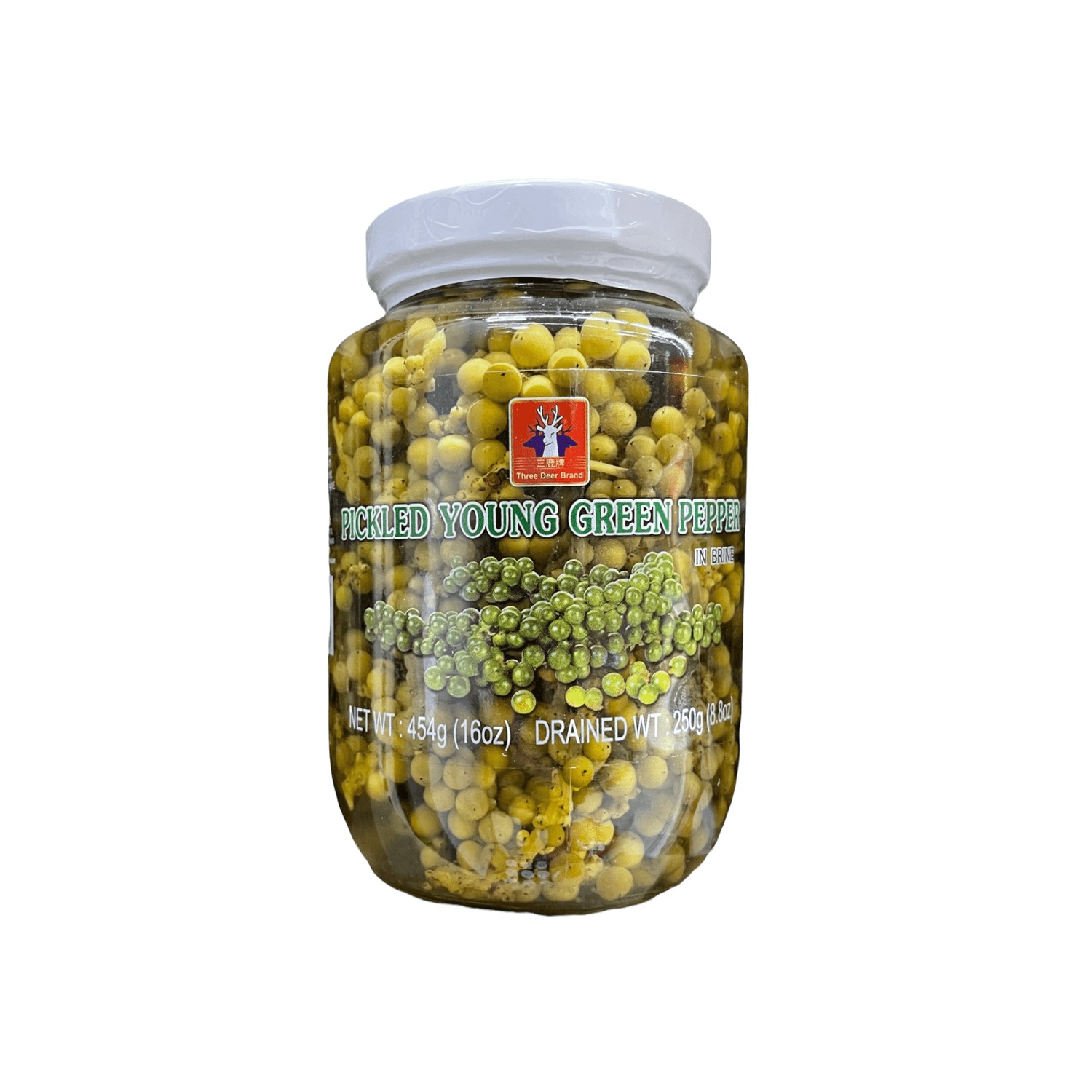 Three Deer Pickled Young Green Pepper  454 GM