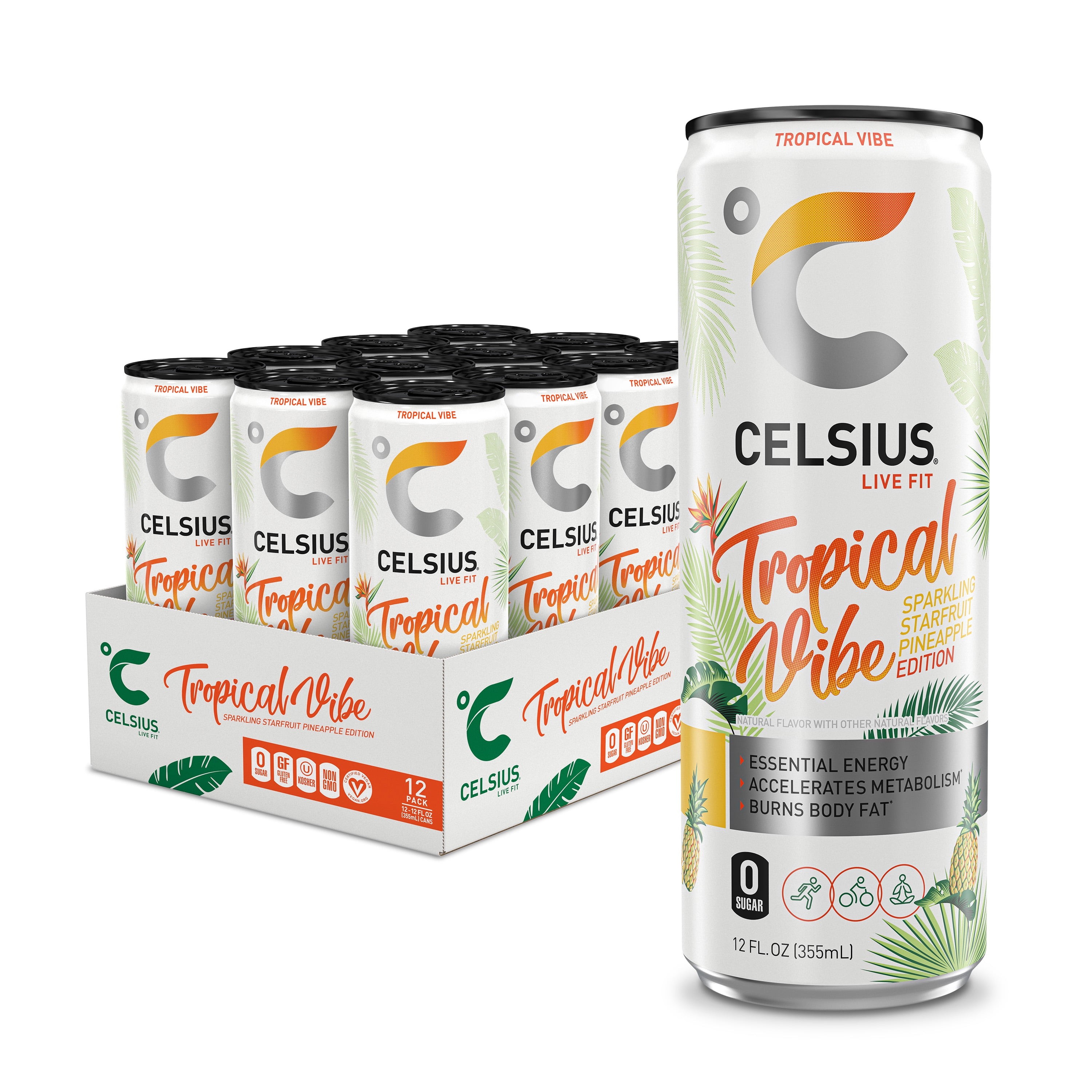 CELSIUS TROPICAL VIBE 12 FLOZ