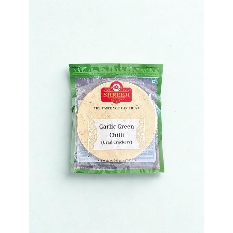 SHREEJI GARLIC GREEN CHILLI PAPAD 200 GM